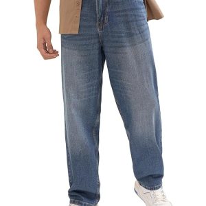 Highlander Men's Loose Baggy Fit Jeans | Mid Rise | Cotton |Relaxed & Trendy | Oversized Silhouette for Comfort| Jeans for Man